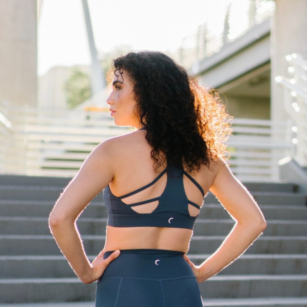 ZYIA Hero Blue Slate Double Strap Bra NWT XL Retired